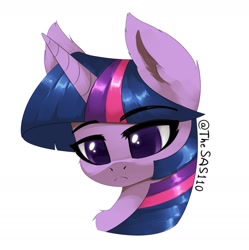 Size: 1959x1968 | Tagged: safe, artist:thesas110, twilight sparkle, pony, g4, chest fluff, ear fluff, female, horn, mare, simple background, solo, white background