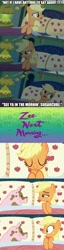 Size: 500x1968 | Tagged: safe, artist:rarityvrymercollectiveoriginals, artist:rarityvrymerzhmusic, editor:rarity vrymer collective, applejack, pig, 28 pranks later, g4, bed, electricity, lamp, pillow, spongebob squarepants, spongebob time card, technology, the grill is gone