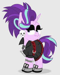 Size: 1380x1720 | Tagged: safe, artist:puperhamster, gameloft, starlight glimmer, pony, unicorn, g4, alternate hairstyle, clothes, ear piercing, edgelight glimmer, female, jewelry, mare, piercing, punk, solo