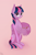 Size: 3120x4792 | Tagged: safe, artist:stravy_vox, twilight sparkle, alicorn, pony, g4, book, female, high res, looking at you, mare, pink background, simple background, sitting, solo, twilight sparkle (alicorn), wing hands, wing hold, wings