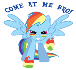 Size: 2255x2087 | Tagged: safe, artist:littletiger488, rainbow dash, pegasus, pony, dragonshy, g4, come at me bro, female, grin, high res, mare, raised hoof, simple background, smiling, solo, spread wings, transparent background, vector, wings