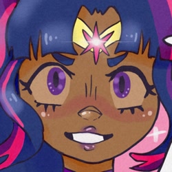 Size: 1080x1080 | Tagged: safe, alternate version, artist:toni.doodlez, twilight sparkle, human, g4, bust, clothes, crossover, dark skin, female, humanized, lipstick, ponied up, sailor moon (series), solo