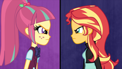 Size: 1920x1080 | Tagged: safe, screencap, sour sweet, sunset shimmer, equestria girls, g4, my little pony equestria girls: friendship games, glare, showdown