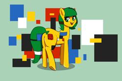Size: 1200x800 | Tagged: safe, artist:plaguemare, oc, oc only, oc:blocky bits, pony, butt, female, happy, mare, plot, simple background, solo