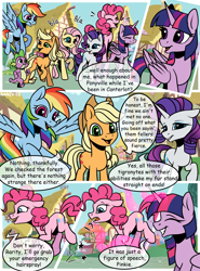 Size: 2000x2700 | Tagged: safe, artist:mrrowerscream, artist:nancy-05, applejack, fluttershy, pinkie pie, rainbow dash, rarity, spike, twilight sparkle, alicorn, pony, comic:curse and madness, g4, high res, mlpcam, twilight sparkle (alicorn)