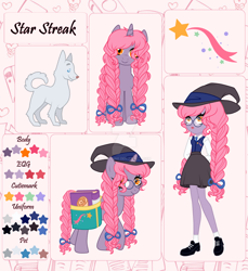 Size: 1600x1747 | Tagged: safe, artist:mourningfog, oc, oc only, pony, unicorn, equestria girls, g4, bag, book, braid, glasses, hat, saddle bag, witch hat