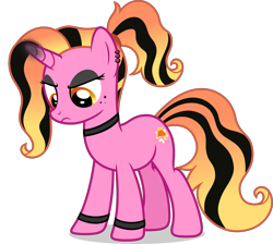 Size: 6505x5838 | Tagged: safe, artist:luckreza8, edit, vector edit, luster dawn, pony, unicorn, g4, the last problem, absurd resolution, emo, female, frown, looking down, mare, punk dawn, simple background, solo, transparent background, vector