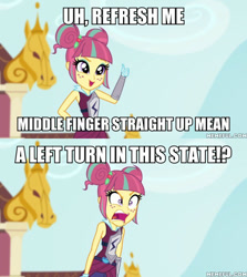 Size: 600x674 | Tagged: safe, edit, edited screencap, screencap, sour sweet, equestria girls, g4, my little pony equestria girls: friendship games, caption, duckman, image macro, memeful.com, text