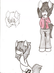Size: 1162x1581 | Tagged: safe, artist:almaustral, oc, oc only, earth pony, anthro, unguligrade anthro, anthro with ponies, clothes, earth pony oc, male, stallion, traditional art