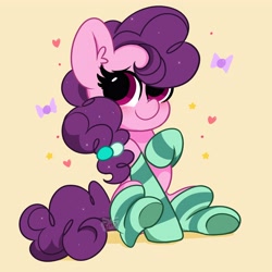 Size: 3700x3700 | Tagged: safe, artist:kittyrosie, sugar belle, pony, g4, clothes, cute, ear fluff, female, high res, mare, missing horn, sitting, socks, solo, striped socks, sugarbetes