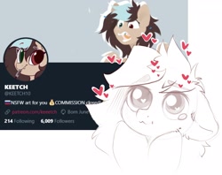 Size: 2061x1632 | Tagged: safe, artist:kebchach, oc, oc only, pony, :3, crying, cute, eyebrows, eyebrows visible through hair, floating heart, floppy ears, follower celebration, follower count, heart, heart eyes, milestone celebration, ocbetes, sketch, tears of joy, teary eyes, twitter, wingding eyes