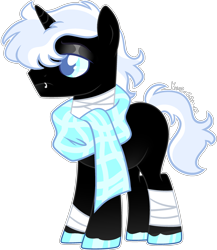 Size: 2512x2888 | Tagged: safe, artist:kurosawakuro, oc, oc only, pony, unicorn, base used, clothes, high res, magical gay spawn, male, offspring, parent:double diamond, parent:king sombra, scarf, simple background, solo, stallion, transparent background