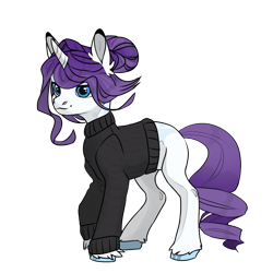 Size: 1024x1024 | Tagged: safe, rarity, pony, unicorn, g4, alternate hairstyle, blank flank, clothes, coat markings, colored hooves, dressup game, eyeshadow, makeup, missing cutie mark, simple background, solo, sweater, transparent background