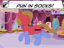 Size: 1024x768 | Tagged: safe, artist:tumble-trotter, oc, oc only, oc:pun, pony, ask pun, ask, clothes, socks, solo