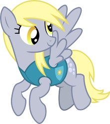 Size: 3000x3391 | Tagged: safe, artist:cloudy glow, derpy hooves, pegasus, pony, g4, winter wrap up, clothes, female, flying, high res, mare, simple background, solo, transparent background, vector, vest, winter wrap up vest