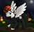 Size: 2127x1974 | Tagged: safe, artist:dyonys, oc, oc only, oc:motionless white, pegasus, pony, boots, chris cerulli, clothes, halloween, holiday, hoodie, jack-o-lantern, male, mask, moon, motionless in white, nightmare night, pants, pumpkin, shoes, solo, stallion, wings