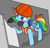 Size: 1400x1331 | Tagged: safe, artist:dacaoo, rainbow dash, pegasus, pony, g4, drill, female, helmet, mare, mouth hold, safety vest, solo