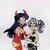 Size: 2132x2139 | Tagged: safe, artist:citi, starlight glimmer, twilight sparkle, human, g4, clothes, costume, devil horns, fishnet stockings, halloween, halloween costume, height difference, high res, holiday, humanized, socks, thigh highs