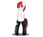 Size: 3000x2600 | Tagged: safe, artist:yumomochan, oc, oc:leopolt von richter, pegasus, pony, bipedal, blushing, clothes, commission, feathered wings, femboy, latex, latex socks, male, oc name needed, pegasus oc, socks, solo, stallion, wings, ych example, ych result