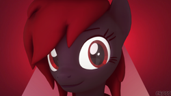 Size: 3840x2160 | Tagged: safe, artist:cross76, oc, oc only, oc:dicemare, pegasus, pony, 3d, beautiful, cute, ears, eye lashes, female, gray, high res, light, lighting, looking at you, mare, monochrome, pretty, profile picture, red, red background, red eyes, red hair, shy, shy face, smiling, solo, source filmmaker
