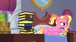 Size: 7098x3992 | Tagged: safe, artist:inaactive, luster dawn, pony, unicorn, g4, absurd resolution, book, lying down, prone, show accurate, vector