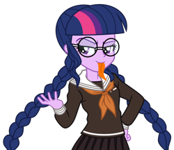 Size: 5800x5000 | Tagged: safe, alternate version, artist:emeraldblast63, sci-twi, twilight sparkle, equestria girls, g4, clothes, clothes swap, cosplay, costume, danganronpa, genocide jack, long tongue, simple background, solo, toko fukawa, tongue out, transparent background
