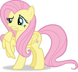 Size: 6785x6315 | Tagged: safe, artist:frownfactory, fluttershy, pegasus, pony, g4, it ain't easy being breezies, .svg available, disturbed, female, mare, raised hoof, simple background, solo, transparent background, vector, wings