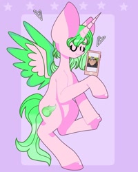 Size: 1080x1350 | Tagged: safe, artist:lacey.wonder, oc, oc only, alicorn, pony, alicorn oc, card, colored hooves, eyes closed, horn, naruto, solo, two toned wings, wings