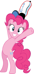 Size: 341x729 | Tagged: safe, pinkie pie, earth pony, pony, g4, belly, bipedal, hat, hind legs, krusty krab, krusty krab hat, simple background, solo, spongebob squarepants, transparent background, vector, y pose