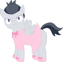 Size: 1943x1922 | Tagged: safe, artist:poniidesu, rumble, pegasus, pony, g4, ballerina, clothes, colt, crossdressing, drawthread, dress, frown, male, request, shoes, simple background, solo, transparent background, tutu