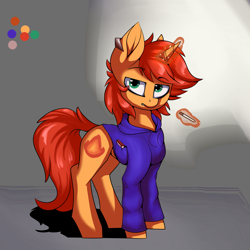 Size: 2781x2781 | Tagged: safe, artist:luxsimx, oc, oc only, oc:flaming arrow, pony, unicorn, cigarette, clothes, ear piercing, earring, high res, jewelry, piercing, solo, sweater