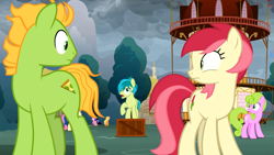 Size: 1365x768 | Tagged: safe, screencap, amber grain, berry bliss, bon bon, daisy, flower wishes, peppe ronnie, roseluck, sandbar, sweetie drops, earth pony, pony, g4, season 9, the ending of the end, friendship student, male, stallion