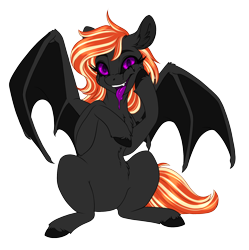 Size: 1822x1829 | Tagged: safe, artist:silkensaddle, oc, oc only, oc:remnant, bat pony, pony, black sclera, black tears, colored, looking at you, simple background, solo, tongue out, transparent background, void pony
