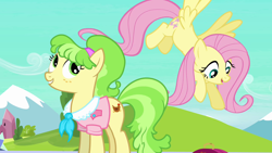 Size: 1280x720 | Tagged: safe, screencap, chickadee, fluttershy, ms. peachbottom, earth pony, pegasus, pony, g4, games ponies play, female, mare