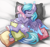 Size: 2314x2192 | Tagged: safe, artist:twinkling, oc, oc only, oc:twinkling, pegasus, pony, bed, coat markings, colored ear fluff, colored ear tufts, colored hooves, colored underhoof, colored wings, cute, ear fluff, ear tufts, female, gradient mane, gradient tail, high res, hug, lying down, mare, ocbetes, on bed, on side, pegasus oc, pillow, pillow hug, sleeping, spread wings, swirls, swirly markings, tail, tail between legs, tongue out, two toned wings, wings