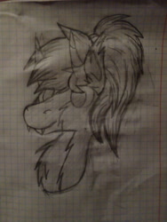 Size: 2448x3264 | Tagged: safe, artist:terminalhash, oc, oc only, oc:ravery, demon, demon pony, original species, pony, graph paper, high res, sketch, solo, traditional art