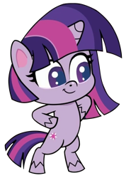 Size: 1875x2628 | Tagged: safe, artist:laszlvfx, edit, edited screencap, screencap, twilight sparkle, alicorn, pony, g4.5, my little pony: pony life, pinkie pie: hyper-helper, animation error, bipedal, cute, female, happy, hooves on hips, mare, multicolored mane, multicolored tail, proud, purple eyes, purple fur, simple background, smiling, solo, tail, transparent background, twiabetes, twilight sparkle (alicorn), vector