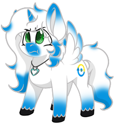 Size: 1045x1121 | Tagged: safe, alternate character, alternate version, artist:rokosmith26, oc, oc only, oc:skyduster, alicorn, pony, angry, chibi, commission, cute, eye clipping through hair, green eyes, jewelry, long hair, long mane, looking up, male, necklace, simple background, solo, spread wings, stallion, standing, tail, transparent background, wings, ych result