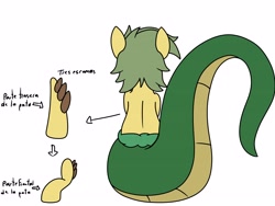 Size: 4000x3000 | Tagged: safe, artist:shappy the lamia, oc, oc only, oc:shappy, hybrid, lamia, original species, back, cute, hips, hooves, long tail, scales, short mane, solo, thorn, yellow