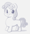 Size: 774x876 | Tagged: safe, artist:heretichesh, sweetie belle, pony, unicorn, g4, female, filly, long, monochrome, sketch, smiling, solo, standing, wiener pony