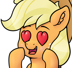 Size: 1178x1114 | Tagged: safe, artist:yelowcrom, applejack, earth pony, pony, g4, ear fluff, female, heart eyes, mare, simple background, white background, wingding eyes