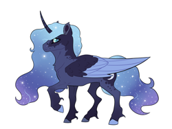 Size: 4000x3000 | Tagged: safe, artist:venommocity, princess luna, pony, g4, alternate design, colored wings, simple background, solo, two toned wings, white background, wings