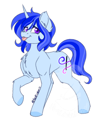 Size: 1080x1265 | Tagged: safe, artist:silentwolf-oficial, oc, oc only, oc:silent wolf, pony, unicorn, :p, chest fluff, eyelashes, horn, raised hoof, signature, simple background, smiling, solo, tongue out, transparent background, unicorn oc, watermark