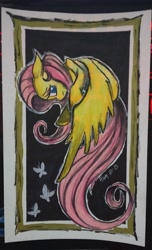 Size: 1991x3276 | Tagged: safe, artist:alom-b93, fluttershy, pegasus, pony, g4, fanfic art, female, mare, signature, solo, traditional art