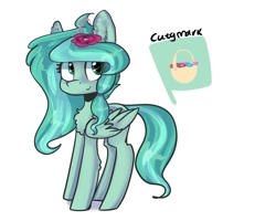 Size: 1280x1024 | Tagged: safe, oc, oc only, pegasus, pony, chest fluff, flower, flower in hair, pegasus oc, simple background, smiling, solo, white background, wings