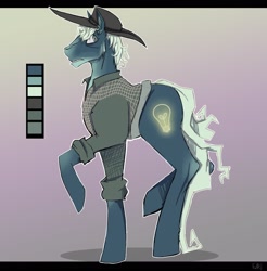 Size: 2018x2048 | Tagged: safe, oc, oc only, earth pony, pony, clothes, earth pony oc, gradient background, hat, high res, raised hoof, reference sheet, solo