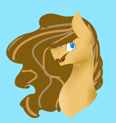 Size: 1381x1465 | Tagged: safe, artist:toptian, oc, oc only, earth pony, pony, blue background, bust, earth pony oc, open mouth, simple background, solo