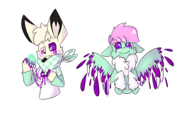 Size: 2500x1600 | Tagged: safe, artist:chu-and-sparky-127, oc, oc:firework spark, pegasus, pikachu, pony, anthro, anthro with ponies, bust, candy gore, chest fluff, clothes, duo, female, gore, mare, neckerchief, pegasus oc, pokémon, spread wings, wings