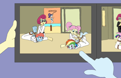 Size: 2998x1920 | Tagged: safe, artist:bugssonicx, fluttershy, posey shy, rainbow dash, rarity, windy whistles, human, equestria girls, g4, black belt, bondage, dojo, equestria girls-ified, feet, female, gi, hogtied, hojojutsu, karate kid, martial artist rarity, martial arts, mother and child, mother and daughter, pigtails, rainbond dash, rope, rope bondage, short hair, younger