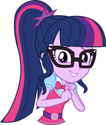 Size: 9703x11512 | Tagged: safe, artist:alandssparkle, sci-twi, twilight sparkle, equestria girls, equestria girls specials, g4, my little pony equestria girls: mirror magic, absurd resolution, female, glasses, grin, looking at you, nervous, nervous smile, ponytail, simple background, smiling, solo, transparent background, vector